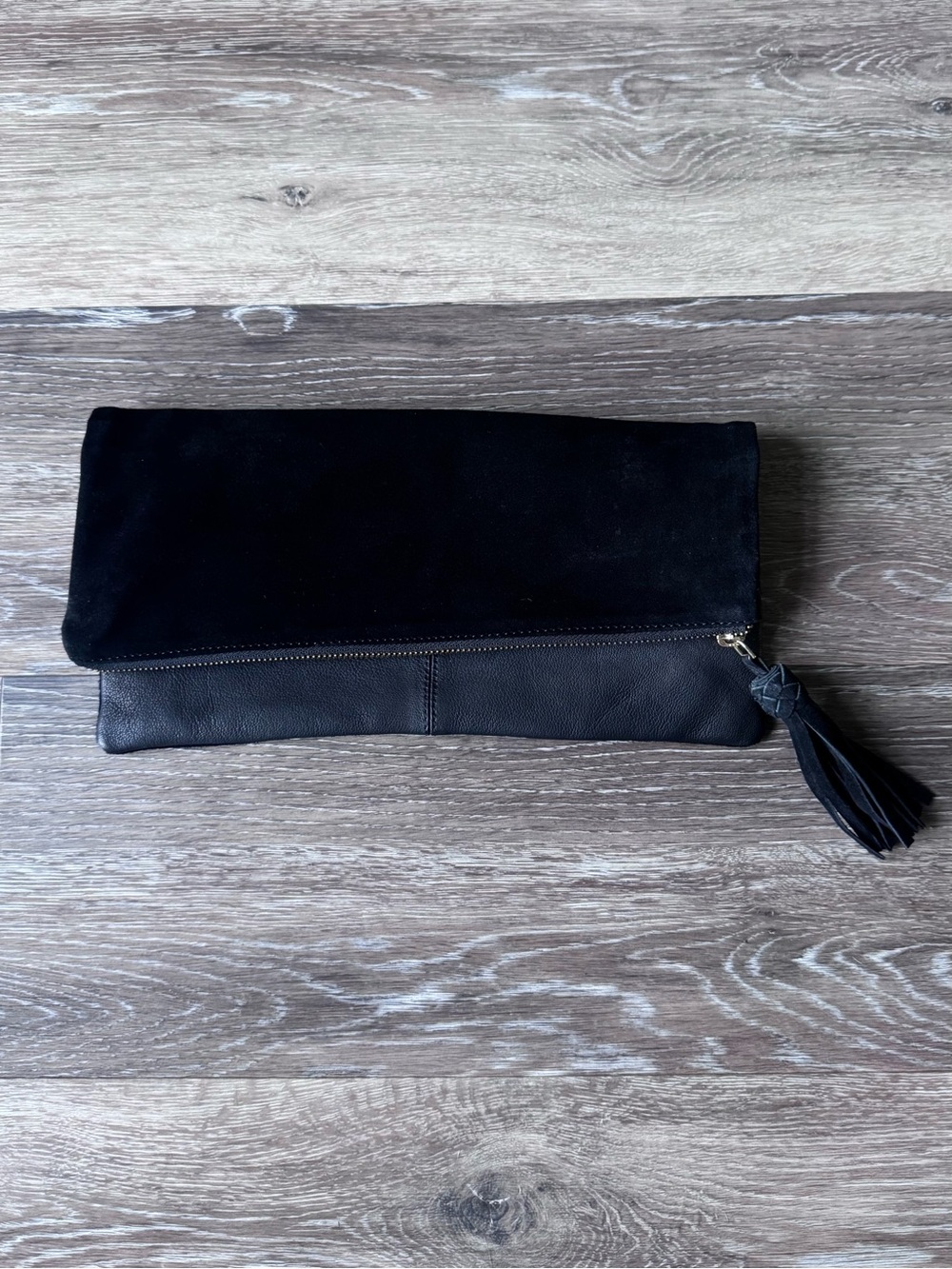 ASOS Black Fold-Over Tassel Clutch